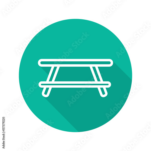 Wooden table flat linear long shadow icon