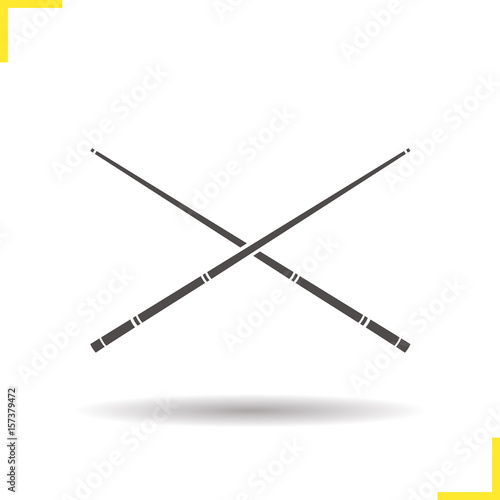 Crossed billiard cues glyph icon