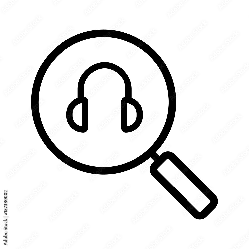 Online music search linear icon Online music search linear icon
