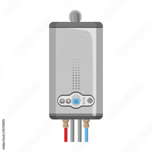 Realistic boiler with hot and cold taps vector illustration isolated