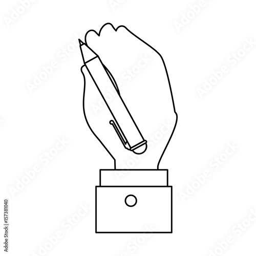 hand holding pen vector icon illustration graphic design