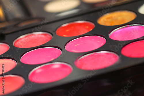 Professional makeup palette of colorful eyeshadow