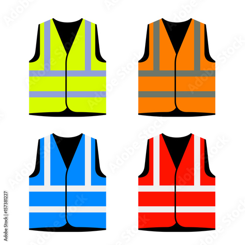 reflective road industry safety vest vector