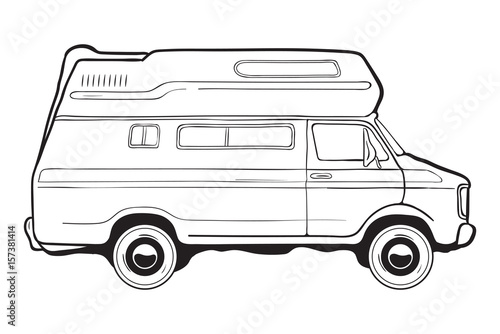 Camping trailer car, side view