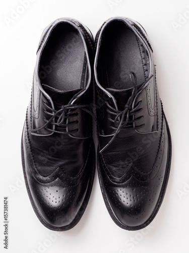 Black leather shoe pair