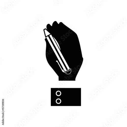 hand holding pen vector icon illustration graphic design