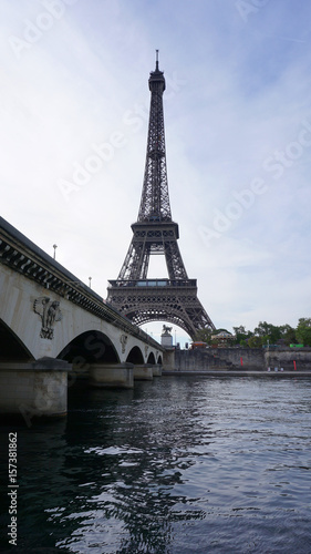 Photo of Eiffel Tower on a spring cloudy morning, Paris, France