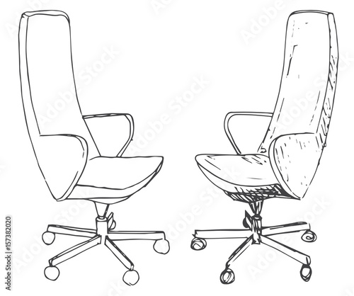 Set office chairs isolated on white background. Sketch different chairs.Vector illustration