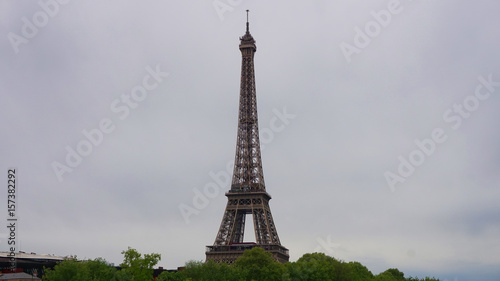 Photo of Eiffel Tower on a spring cloudy morning  Paris  France
