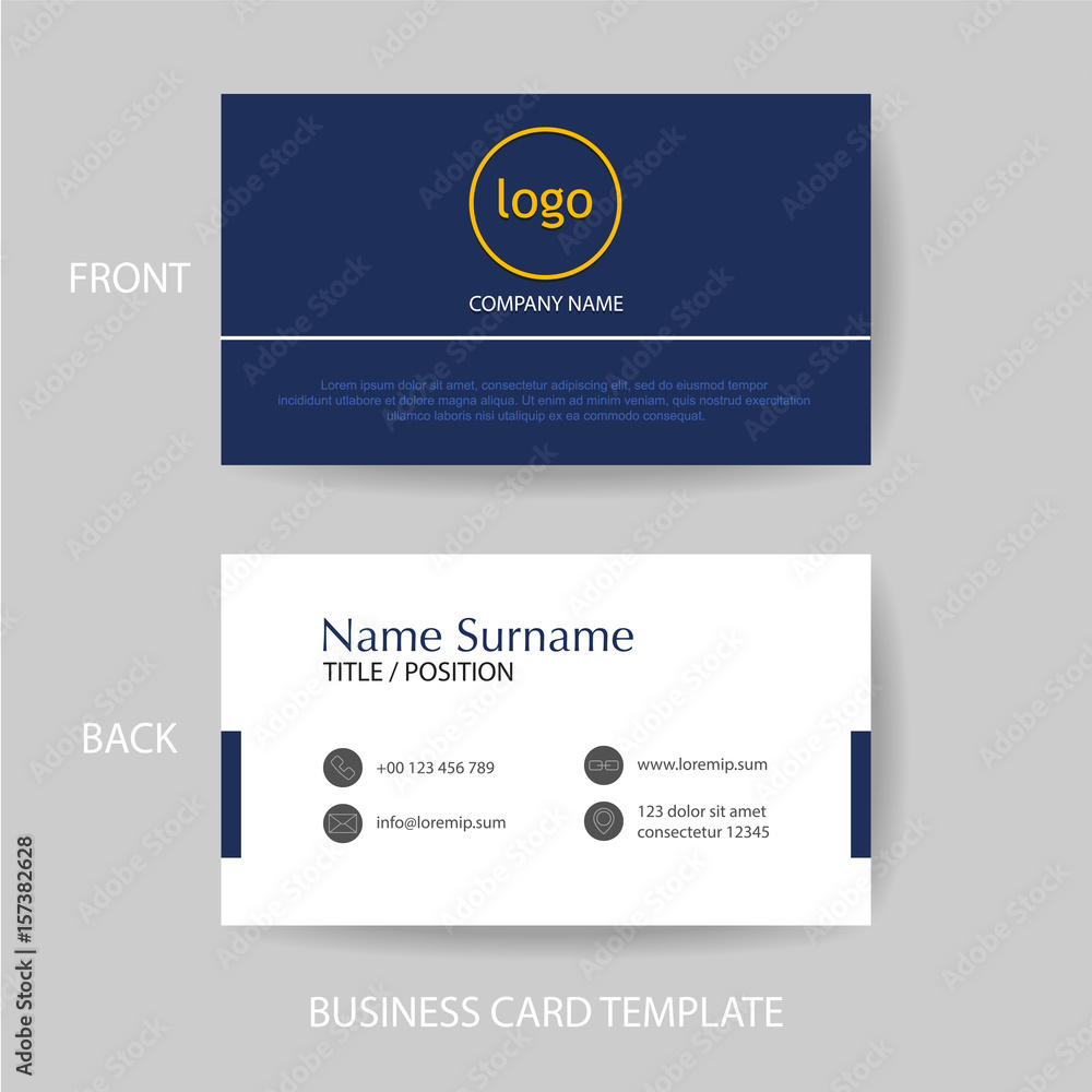 Obraz Vector modern and clean blue business card design template