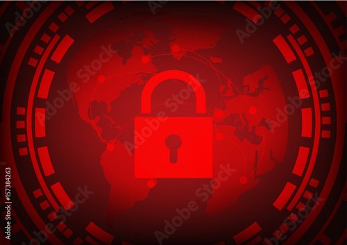 Abstract Malware Ransomware wannacry virus encrypted files with key lock and gear on wolrd map background. Vector illustration cybercrime and cyber security concept.