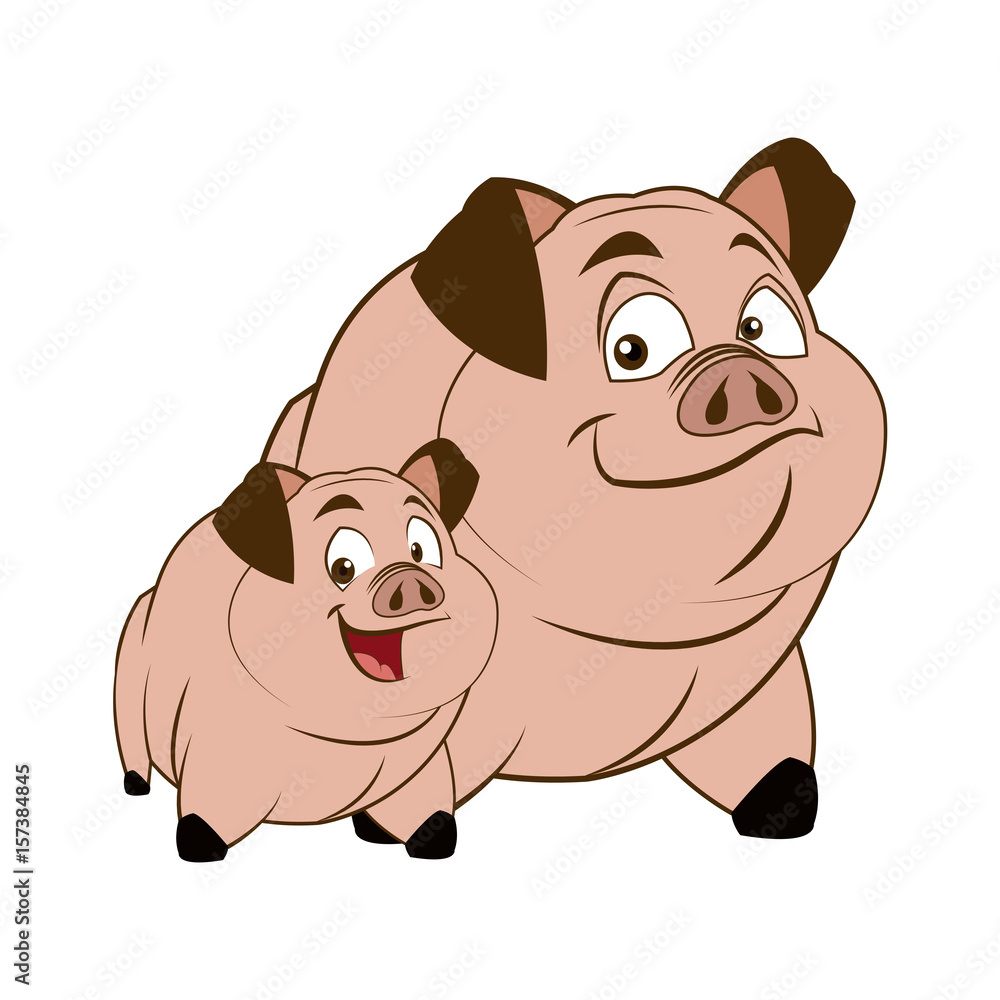 cute pig, funny piggy standing and smiling vector illustration cute pig, funny piggy standing and smiling vector illustration