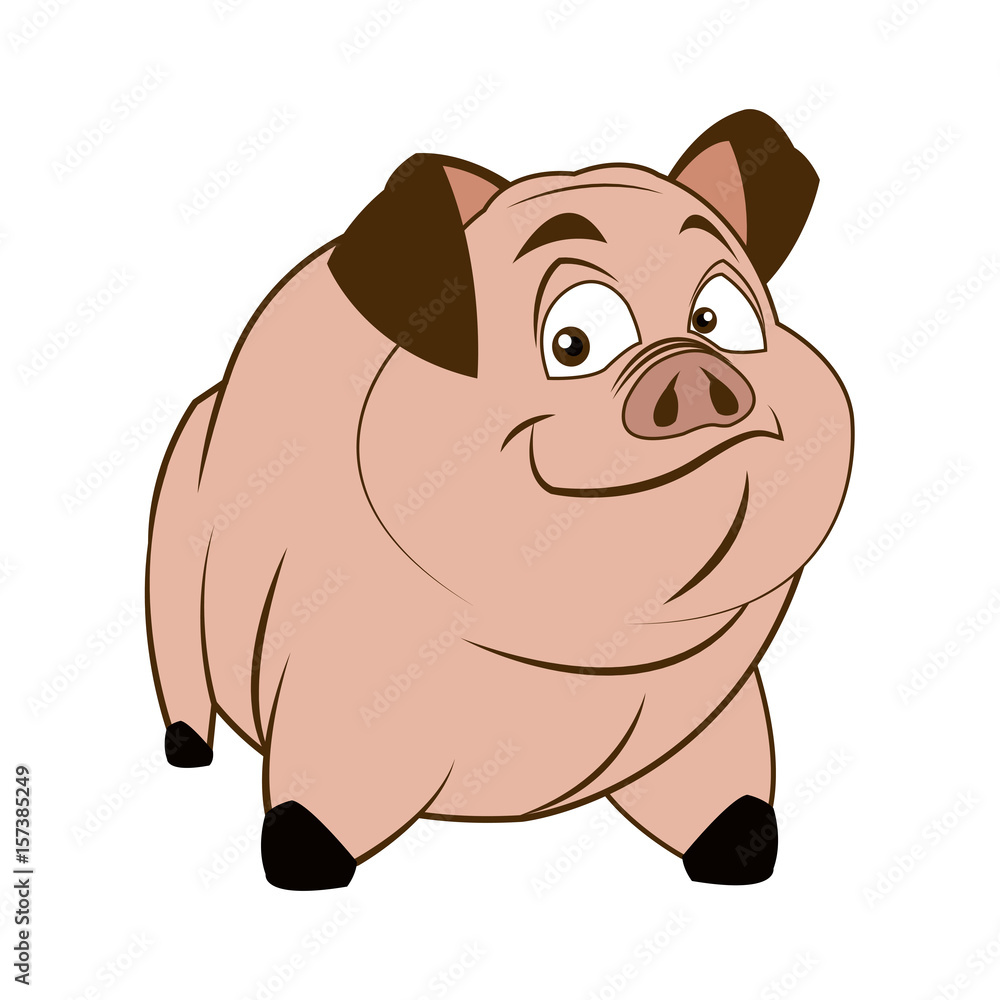 cute pig, funny piggy standing and smiling vector illustration cute pig, funny piggy standing and smiling vector illustration