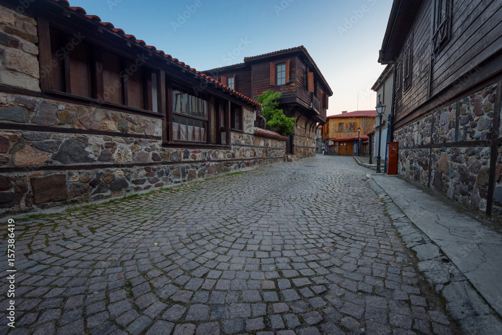 Along the narrow streets of the town of Sozopol,Burgas region, Bulgaria