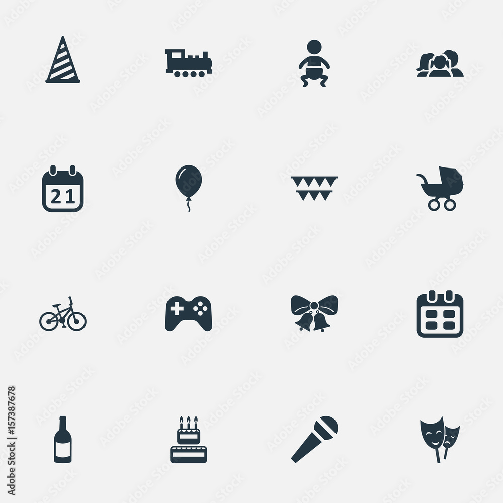 Vector Illustration Set Of Simple Celebration Icons. Elements Special