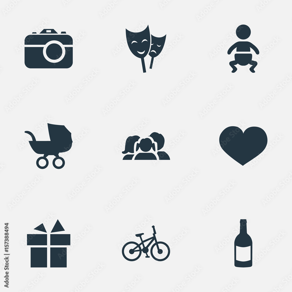 Vector Illustration Set Of Simple Holiday Icons. Elements Beverage, Mask,  Domestic And Other Synonyms Domestic, Gift And Mask. Stock Vector | Adobe  Stock
