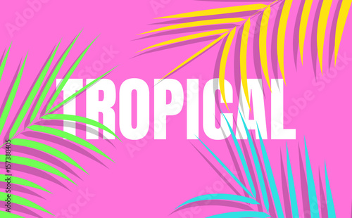 Tropical background with colorful exotic leaves for sale, promotion, discount, web.