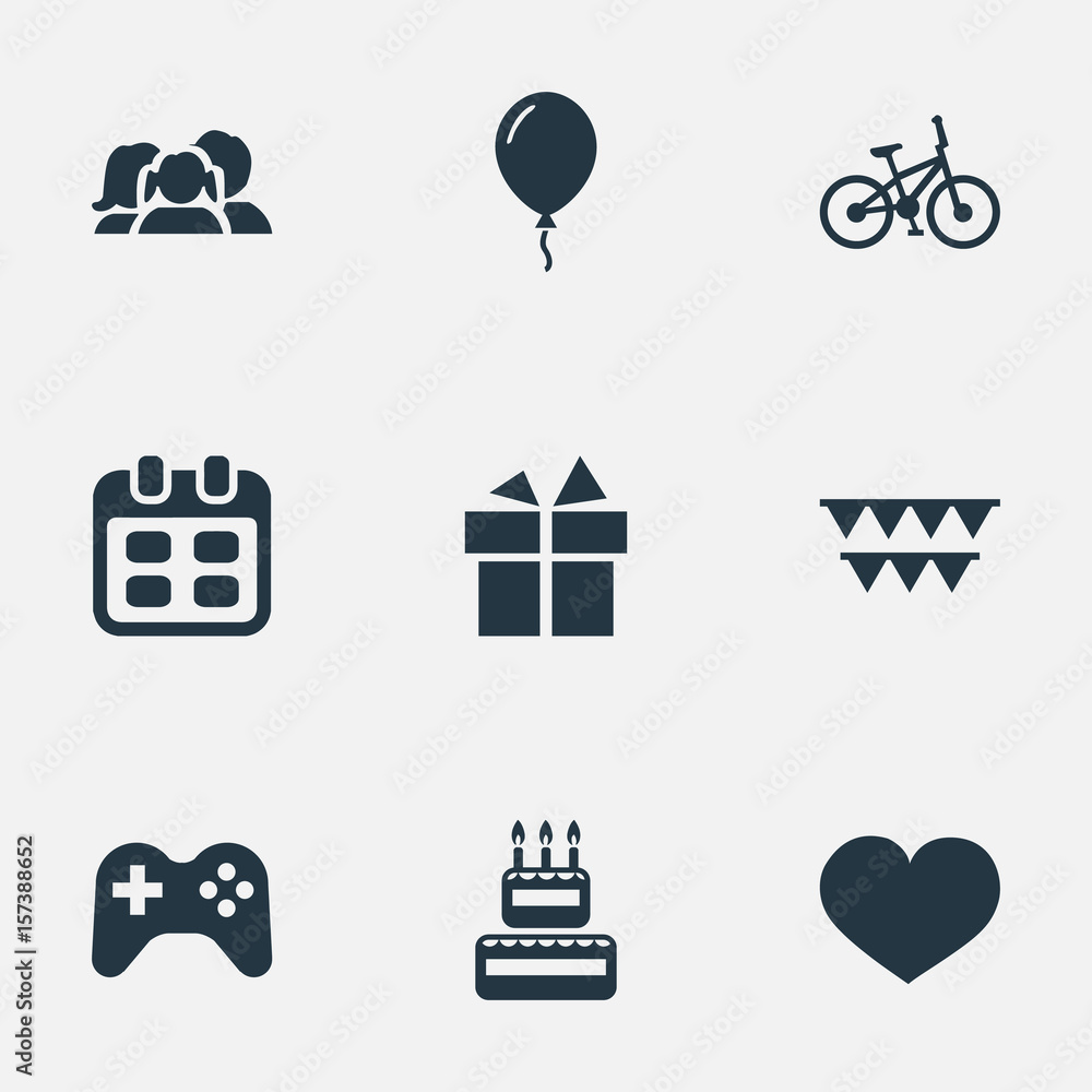 Vector Ilration Set Of Simple Celebration Icons Elements Soul Ribbon Domestic And Other Synonyms Prize Decorations Stock Adobe