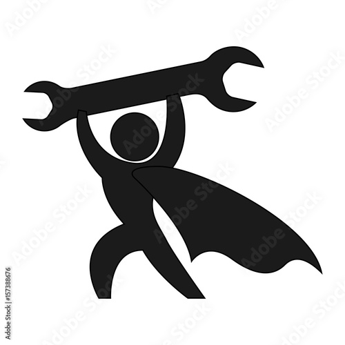 Worker with wrench pictogram icon vector illustration graphic design