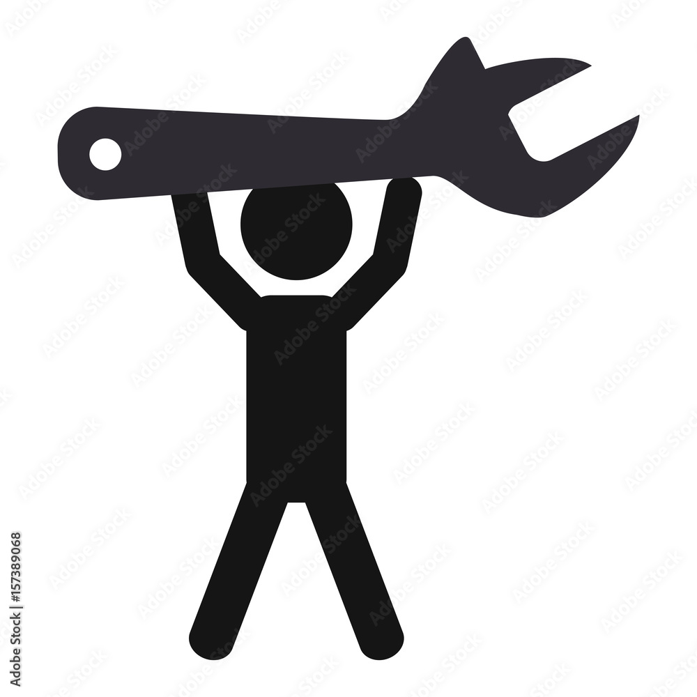 Worker with wrench pictogram icon vector illustration graphic design Worker with wrench pictogram icon vector illustration graphic design