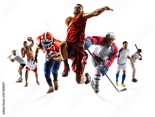 Fototapeta Naklejka Na Ścianę i Meble -  Sport collage boxing soccer american football basketball baseball ice hockey etc