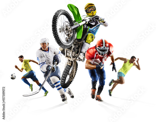 Fototapeta Naklejka Na Ścianę i Meble -  Huge multi sports collage soccer athletics football hockey motocross