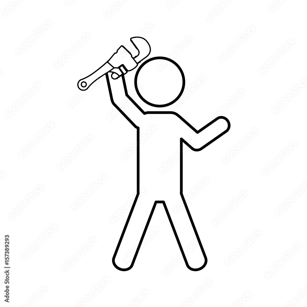 Worker with wrench pictogram icon vector illustration graphic design Worker with wrench pictogram icon vector illustration graphic design
