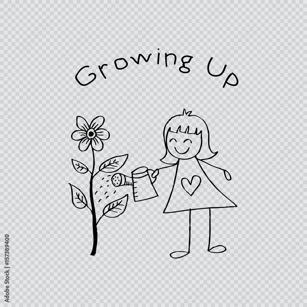 Cute kid watering a flower. Cute kid watering a flower.