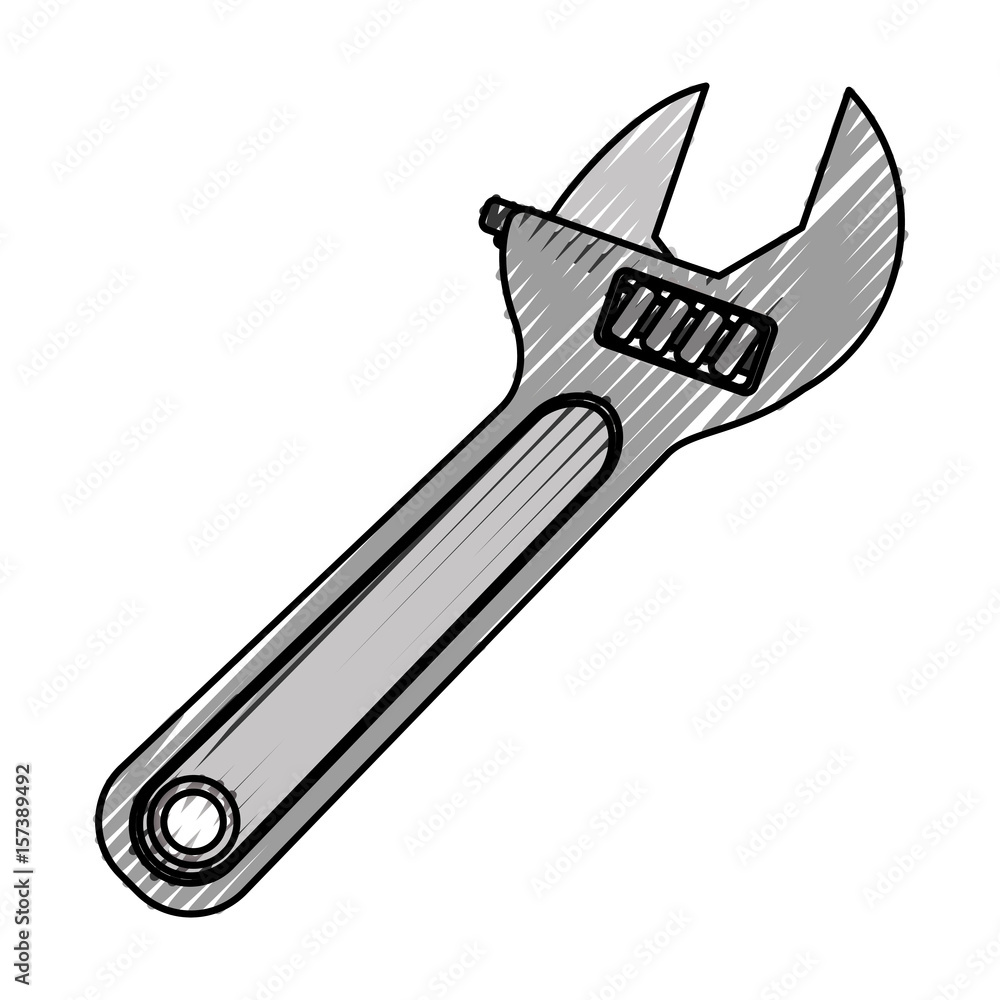 Obraz premium Wrench tool adjustable icon vector illustration graphic design