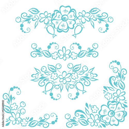 flora vector set for greeting card