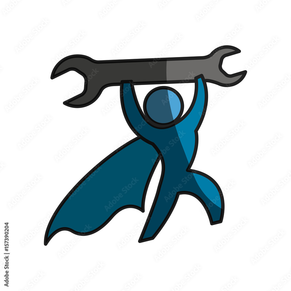 Worker with wrench pictogram icon vector illustration graphic design