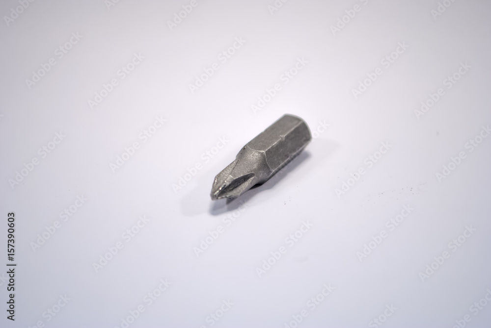 screwdriver bit on white closeup screwdriver bit on white closeup