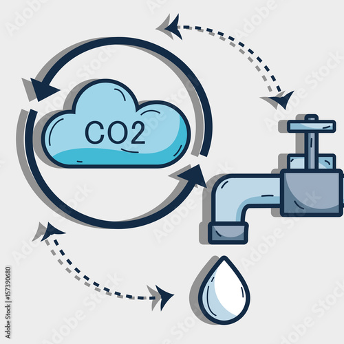 nice cycle of water with cloud and faucet