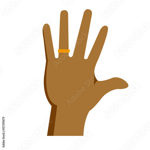 hand wearing engagement ring and wedding ring vector illustration