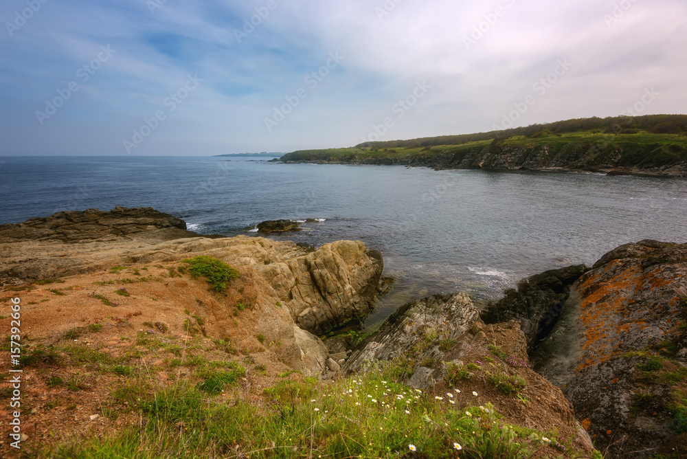 Magnificent daily seascape near the village of Sinemorets, Bulgaria. Spring landscape over the sea.