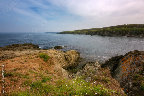 Magnificent daily seascape near the village of Sinemorets  Bulgaria. Spring landscape over the sea.