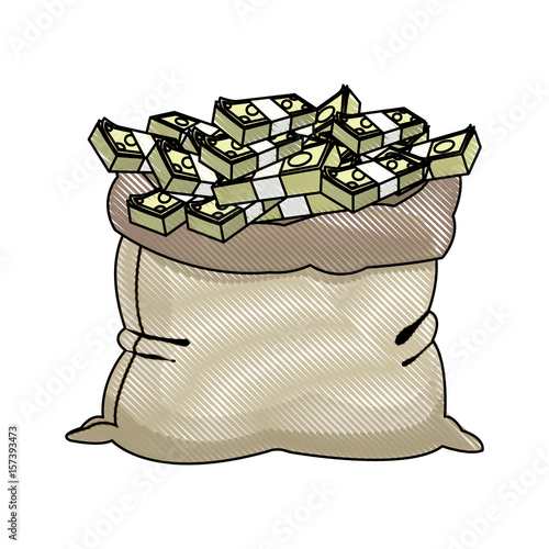 banking sack full banknote money design vector illustration