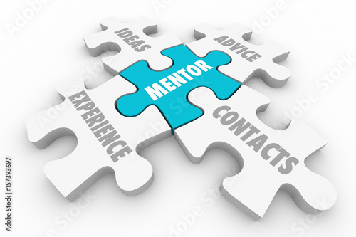 Mentor Advice Experience Guidance Contacts Puzzle Pieces 3d Illustration photo