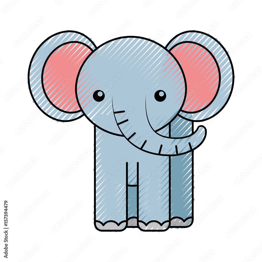 Fototapeta premium cute color scribble elephant cartoon graphic design