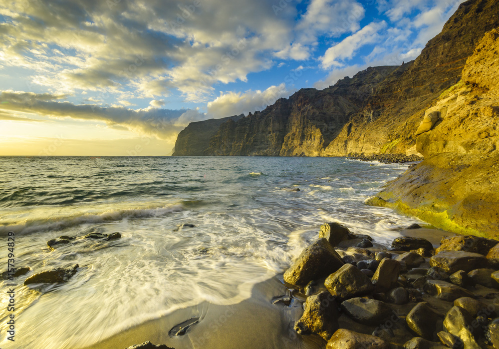 Sunset over Los Gigantes Cliffs in Tenerife