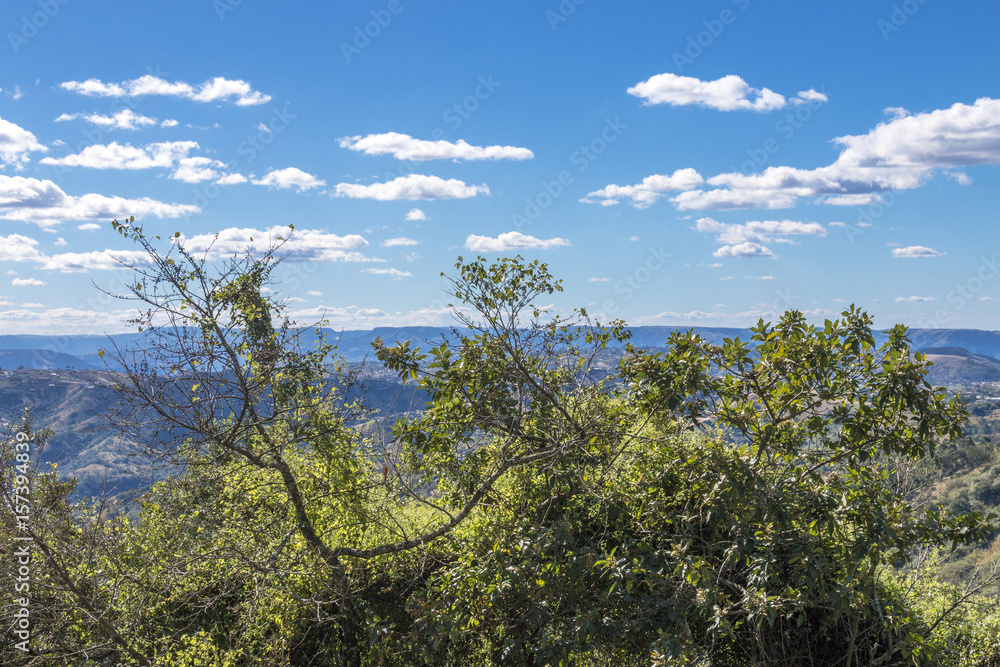 Fototapeta premium Valley of A thousand Hills Against Blue Cloudy Sky