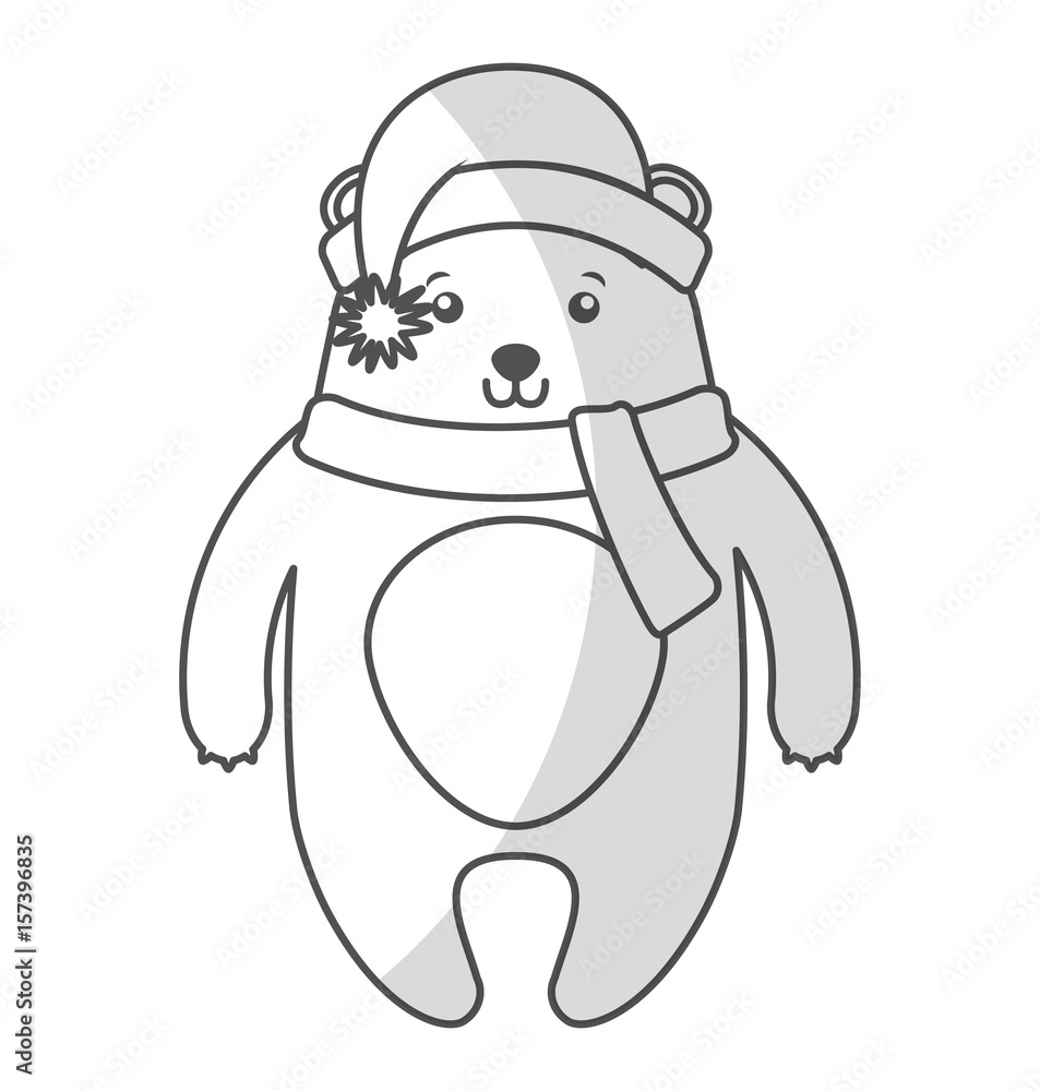 Fototapeta premium cute shadow christmas bear cartoon vector graphic design