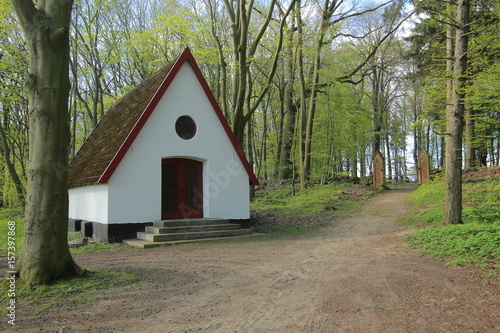 Chapel in front of Waldfriedhof (forest cemetery) in Dambeck near Greifswald, Germany photo