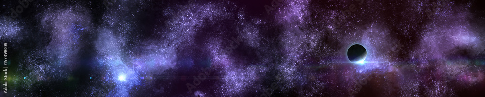 Space landscape, panorama of space, star clusters, 3D rendering