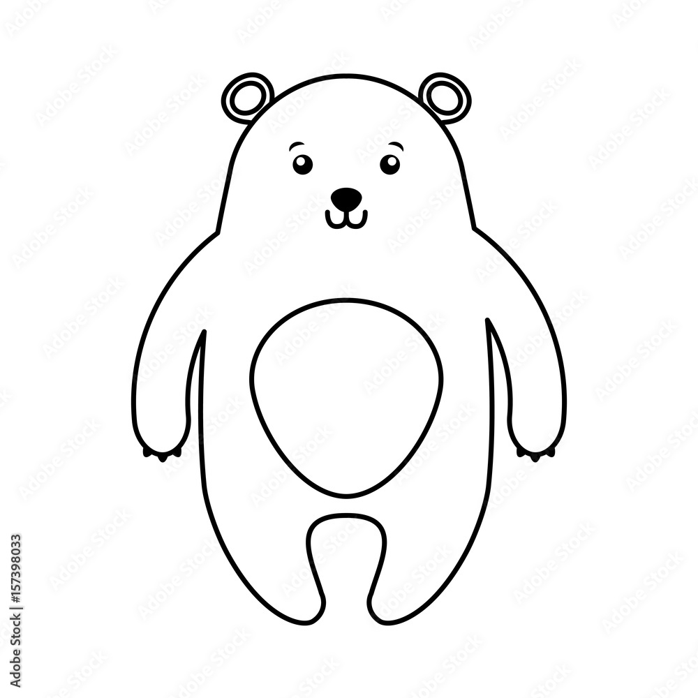 Fototapeta premium cute line icon bear cartoon vector graphic design