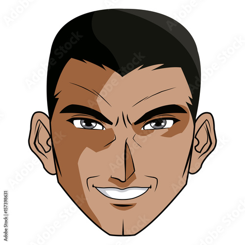 anime style male character head vector illustration