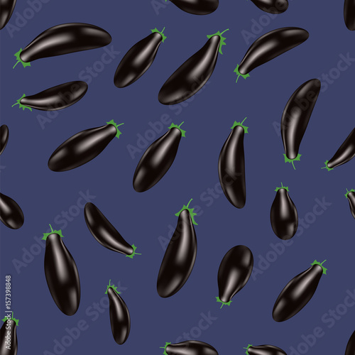 Eggplant Seamless Pattern Isolated on Blue Background