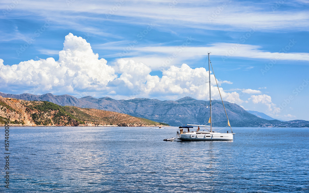 Sailboat at Lokrum Island of Adriatic Sea in Dubrovnik Sailboat at Lokrum Island of Adriatic Sea in Dubrovnik