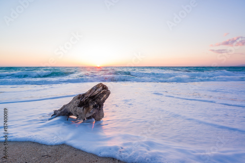 Sunset at Agios Ioannis beach in Lefkada Greece