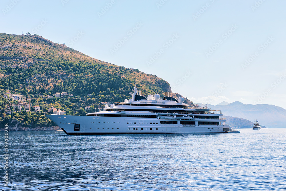 Luxury yacht at Lokrum Island and Adriatic Sea in Dubrovnik